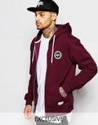 Hype Zip Up Hoodie With Crest Logo - Burg