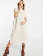 Monki Knitted Dress In Off White