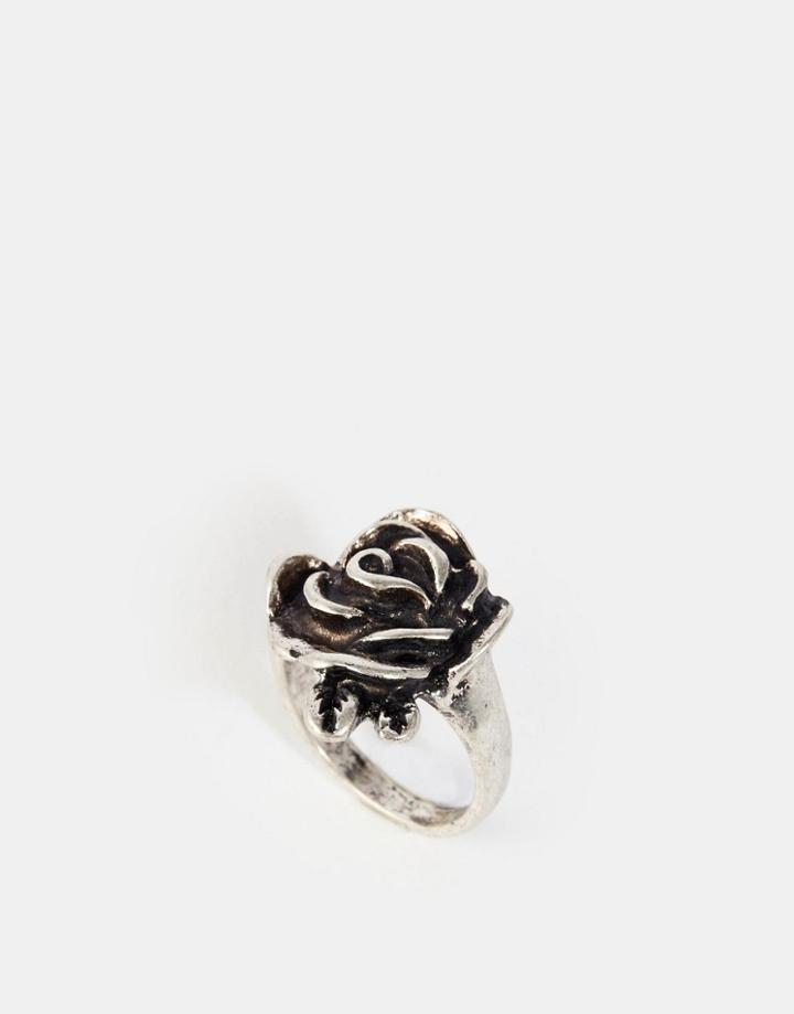 Asos Gothic Rose Ring - Burnished Silver