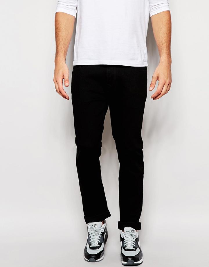 Asos Stretch Straight Jeans In Black - Black
