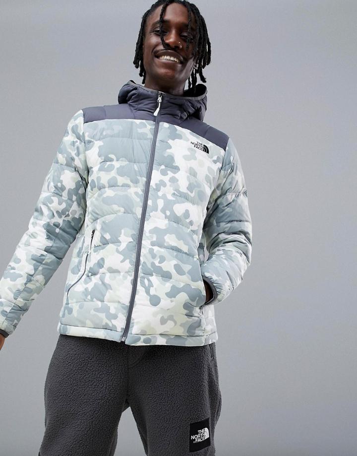 The North Face La Paz Hooded Jacket In Macrofleck Print - White
