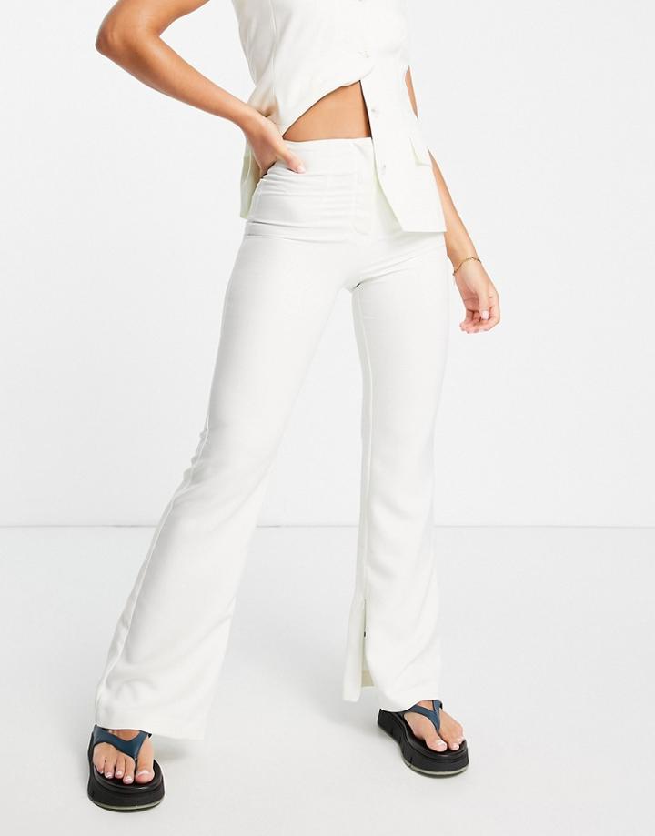 Topshop Flare Pants In Ivory-white