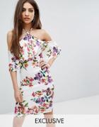 Lipsy Halterneck Printed Midi Dress In Multi Floral - Multi