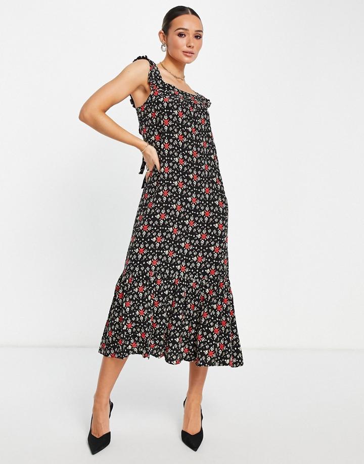 Whistles Block Print Smock Midi Dress In Multi