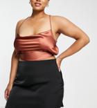 Asos Design Curve Satin Mini Skirt With Curved Hem In Black