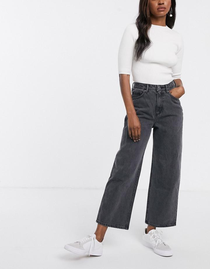 Monki Mozik Wide Leg Organic Cotton Jeans In Gray