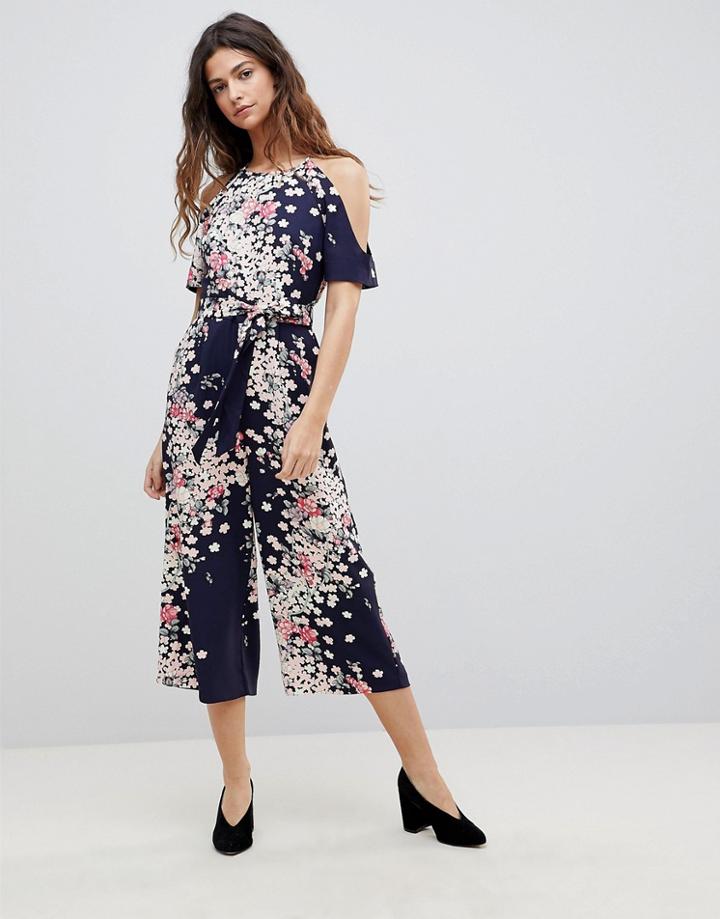 Oasis Floral Cold Shoulder Jumpsuit - Multi