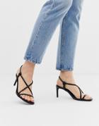 Bershka Strappy Skinny Sandals In Black - Black