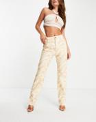 Asos Design Straight Leg Jean In Abstract Print-multi