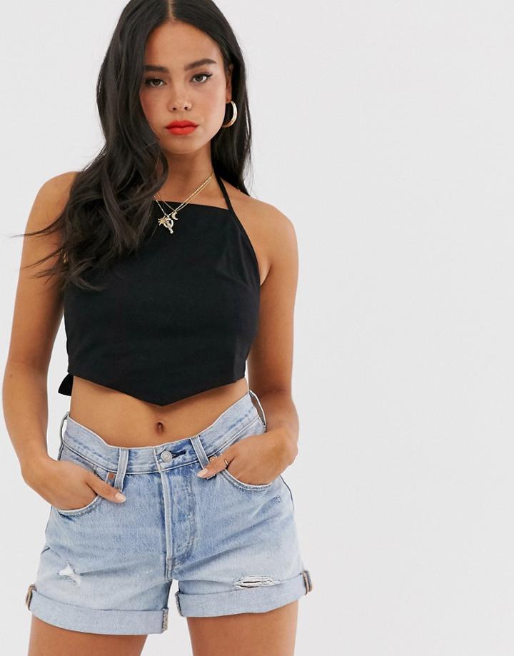 Nobody's Child Halter Neck Top With Hankerchief Hem - Black