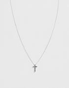 Asos Design Necklace With Tiny Cross In Silver Tone
