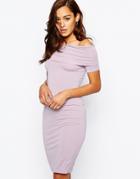 Asos Bardot Off Shoulder Midi Dress - Dusty Lilac