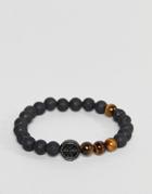 Seven London Beaded Bracelet With Tigers Eye Beads - Black