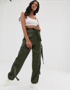 Asos Design Strappy Combat Pants - Green