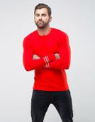 Asos Muscle Long Sleeve T-shirt With Number Print - Red