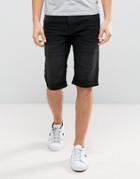 Solid Denim Shorts In Washed Black - Black