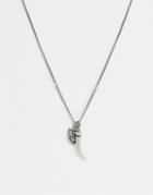 Steve Madden Mens Horn & Shield Pendant In Stainless Steel - Silver