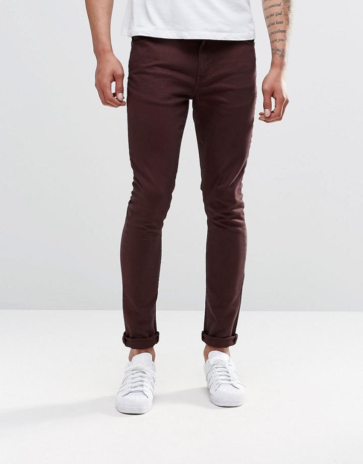 Asos Super Skinny Jeans In Dark Brown - Brown