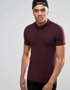 Asos Extreme Muscle Fit Polo In Jersey - Burgundy