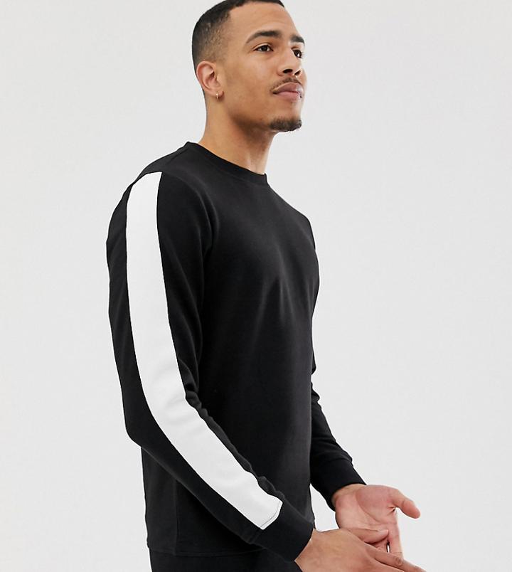 Another Influence Tall Arm Panel Crew Neck Sweat-black