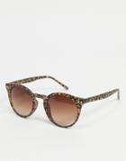 & Other Stories Round Sunglasses In Leopard Print-brown