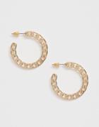 Asos Design Hoop Earrings In Flat Link Chain Design In Gold Tone