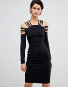Forever Unique Strappy Shoulder Dress - Black
