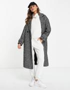 River Island Oversized Double Breasted Maxi Coat In Black
