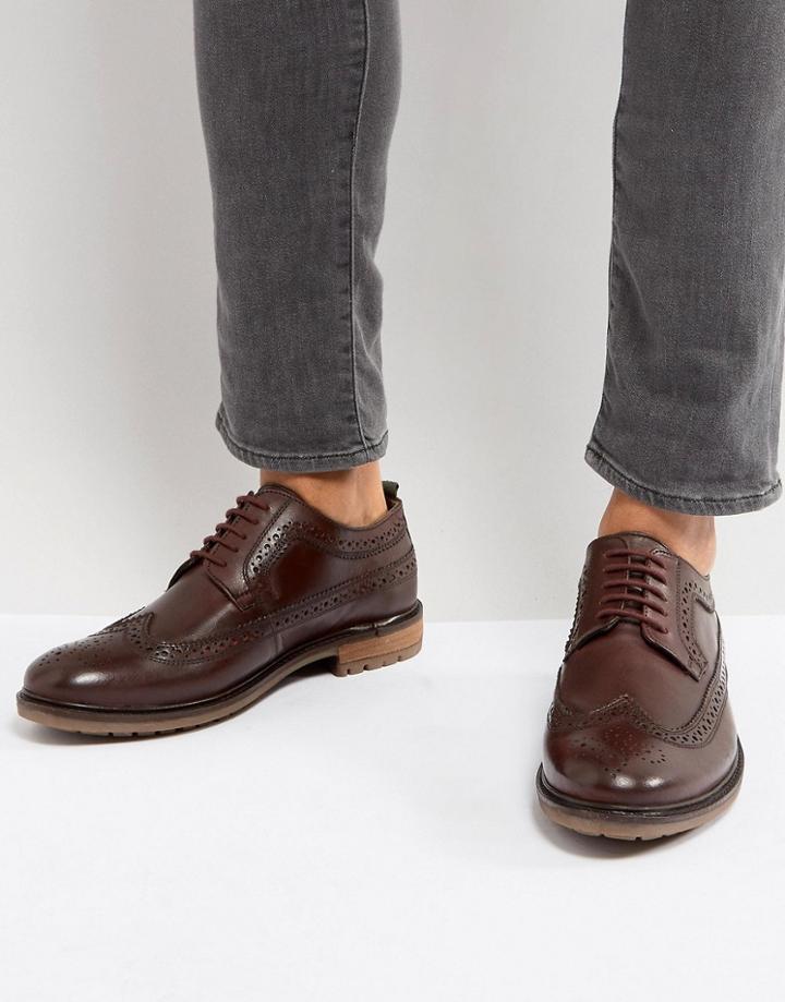 Silver Street Brogues In Burgundy - Red