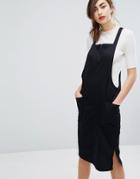 People Tree Organic Cotton Pinnafore Dress With Ring Pull Zip - Black