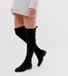 Raid Wide Fit Leyana Black Flat Over The Knee Boots