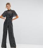 Asos Tall Metallic Spot Tea Jumpsuit - Multi