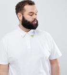 Asos Design Plus Relaxed Polo Shirt With Western Collar Tips In White - White