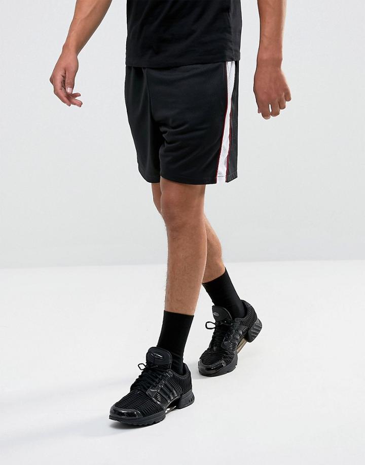 Granted Shorts In Black Mesh With Stripes - Black