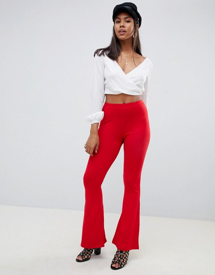 Asos Design Basic Kick Flare Leggings - Red