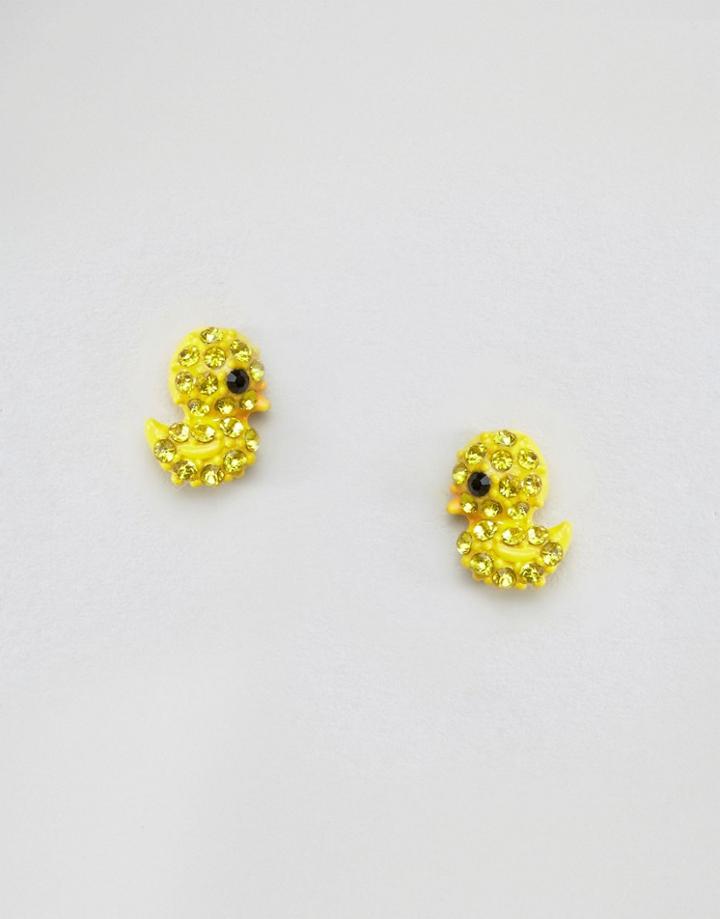 Asos Mini Duck Stud Earrings - Yellow