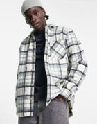 Pull & Bear Overcoat In White Check