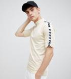 Fila 1/4 Zip T-shirt With Taping In Stone - Stone