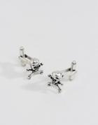 Asos Cufflinks In Burnished Silver With Skull Design - Silver