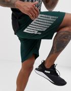 Puma Training Logo Woven 9 Inch Shorts In Green - Green