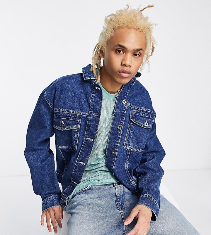 Collusion Western Denim Jacket With Contrast Stitch In Blue - Part Of A Set