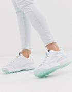 Fila Disruptor Ii Sneakers In White With Ice Blue Sole - White