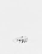 Asos Design Band Ring With Bevelled Twisted Edge In Silver Tone