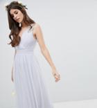 Tfnc Wedding Wrap Front Maxi Dress With Embellished Shoulder - Gray