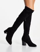 Karen Millen Knee High Suede Boots In Black
