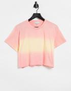 In The Style Tie Dye Cropped T Shirt In Coral-pink