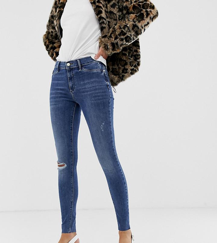 River Island Molly Mid Rise Jegging In Mid Authentic - Blue