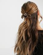 Asos Design Hair Claw With Bow Detail In Leopard-brown