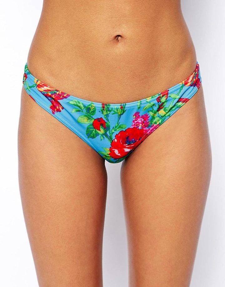 Asos Dahlia Floral Print Brazilian Bikini Bottom
