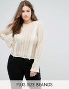 Elvi Lace Blouse With Fluted Sleeve - Cream